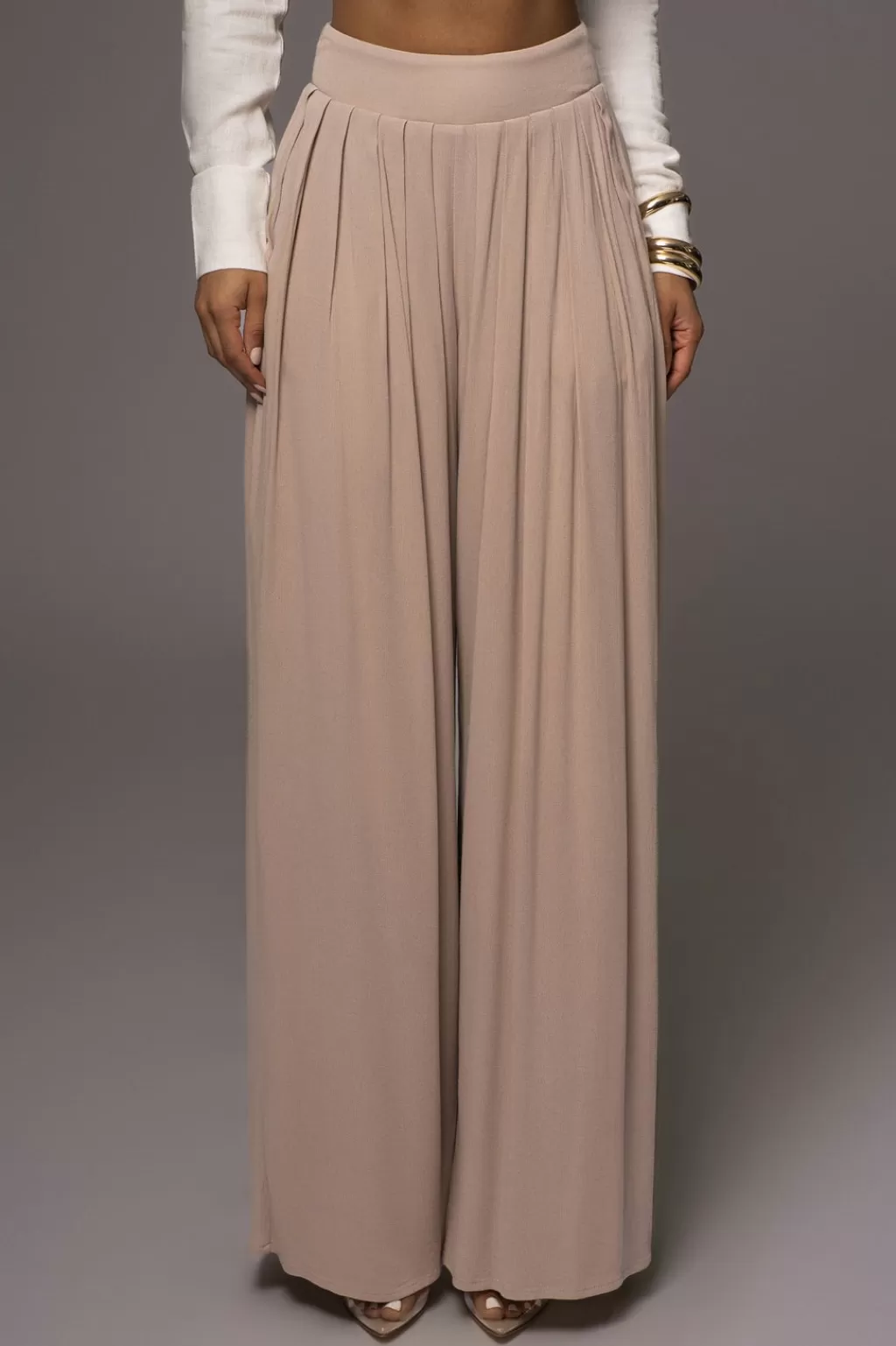 Bottoms*JLUXLABEL Beige After Sunset Pleated Pants