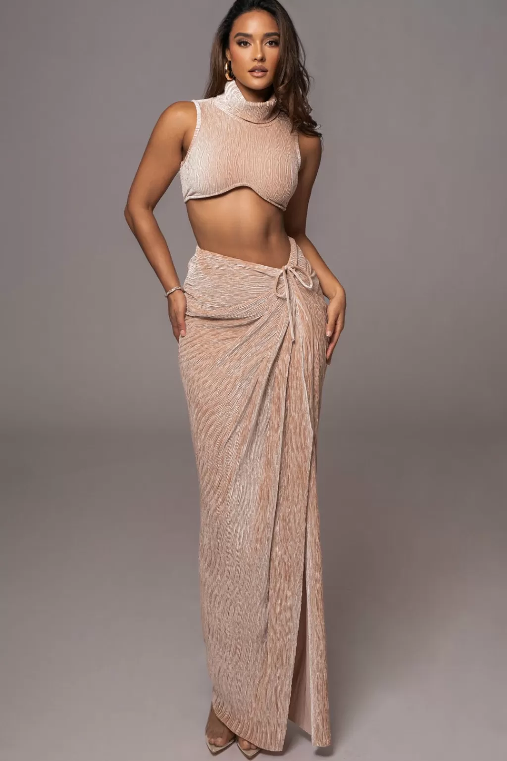 Skirt Sets*JLUXLABEL Beige Chosen One Velvet Skirt Set