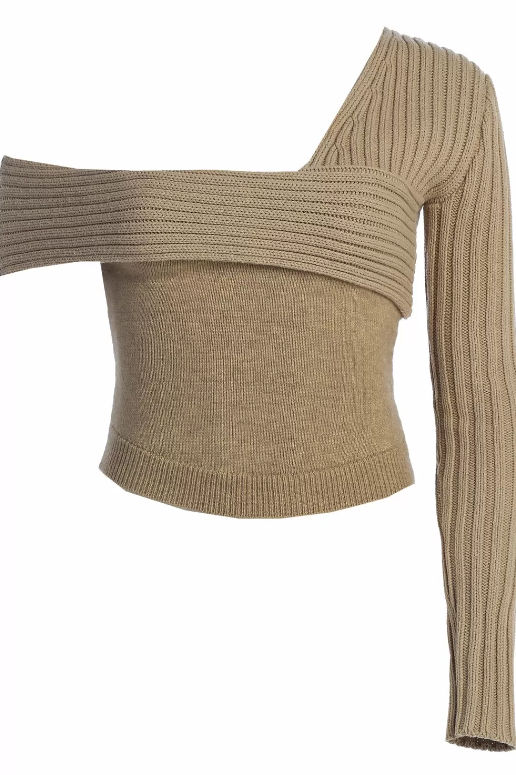 Curve Top*JLUXLABEL Beige Hadi Sweater Knit Top