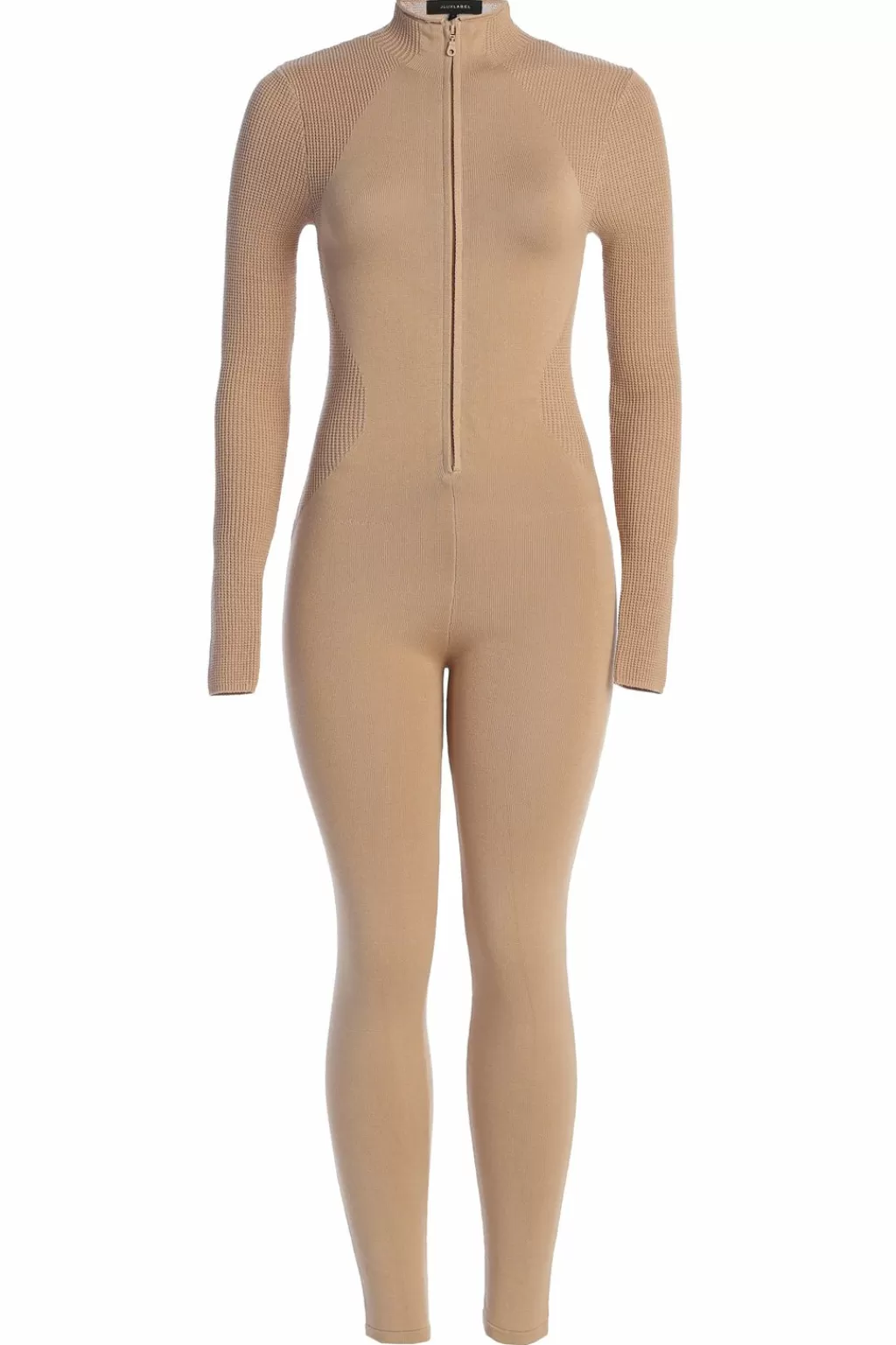 Curve Jumpsuits*JLUXLABEL Beige Kris Front Zipper Jumpsuit