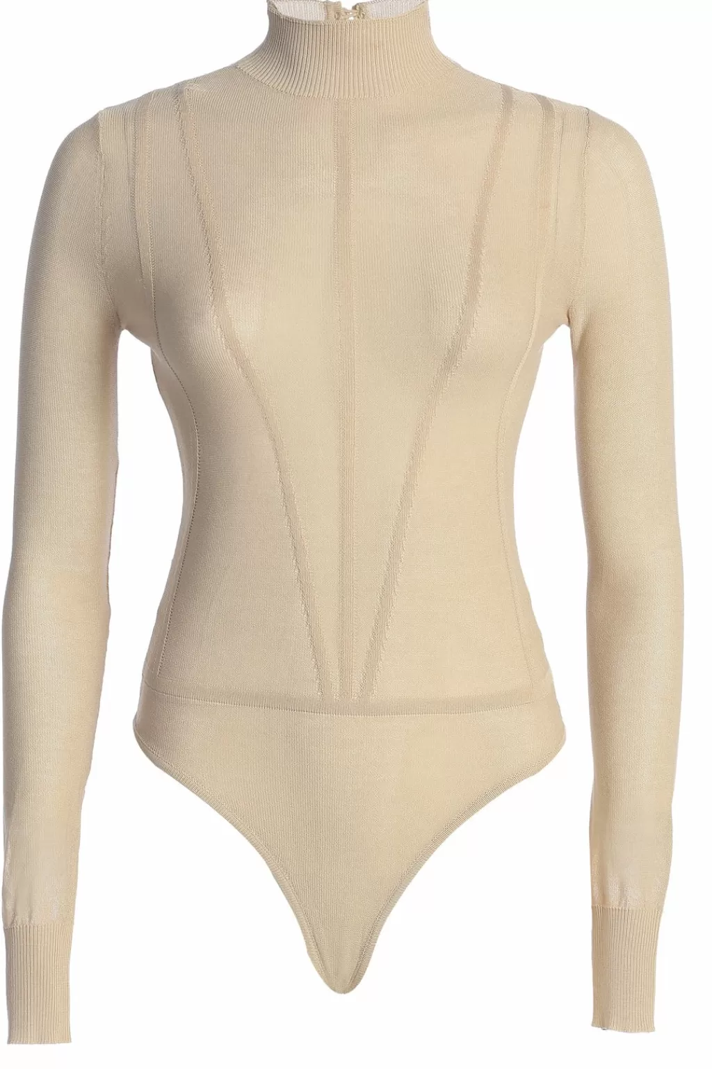 Long Sleeves*JLUXLABEL Beige Lori Sheer Knit Bodysuit