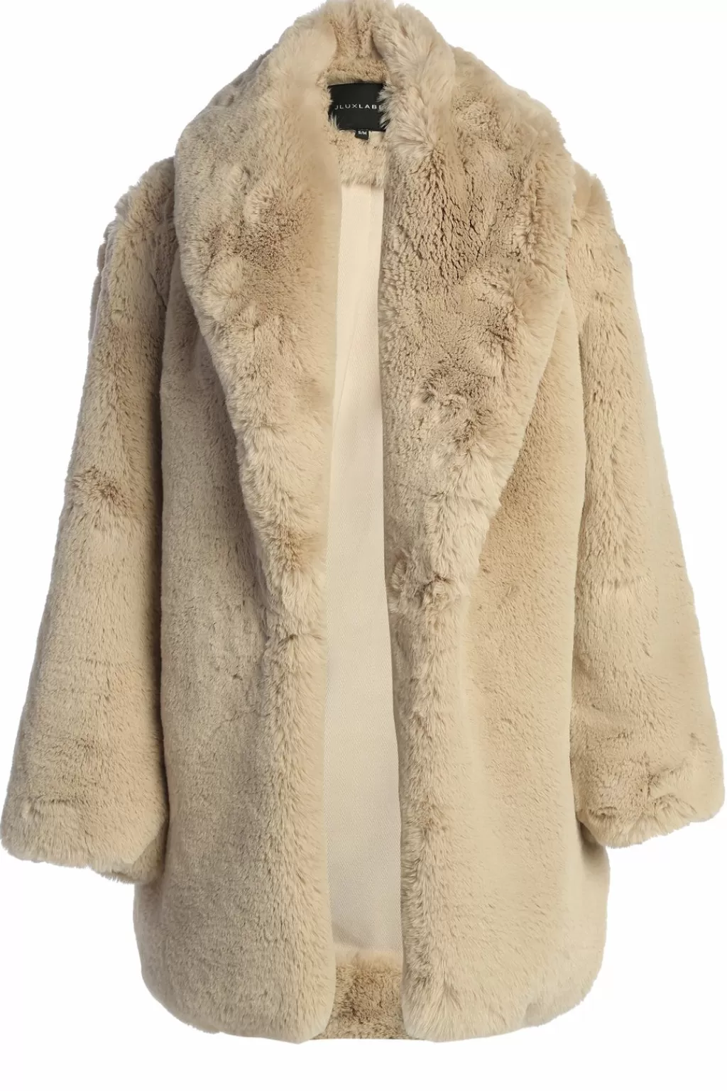 Coats*JLUXLABEL Beige Refined Faux Fur Oversized Coat