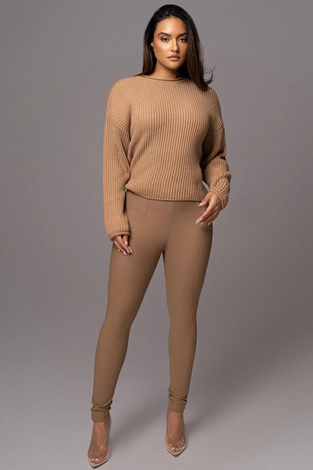 Long Sleeves*JLUXLABEL Beige Shay Ribbed Long Sleeve Top