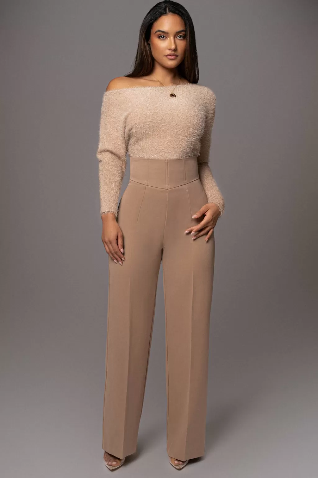 Long Sleeves*JLUXLABEL Beige Yesenia Asymmetrical Knit Top