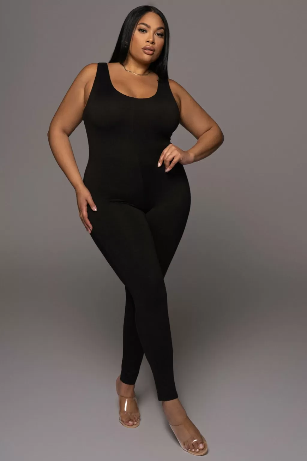 Curve Jumpsuits*JLUXLABEL Black Alo Double Layer Jumpsuit