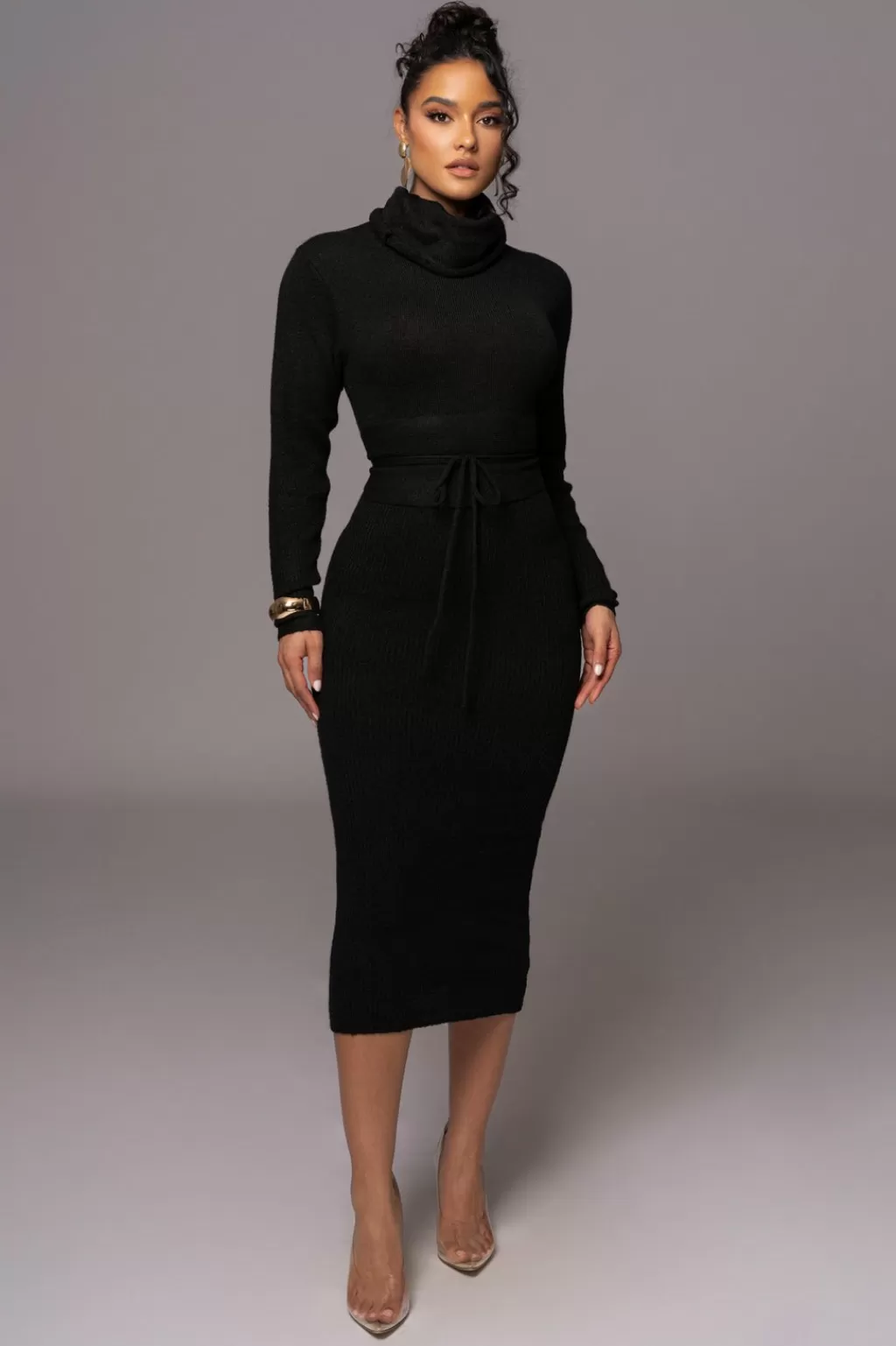 Long Sleeve Dresses*JLUXLABEL Black Aubrey Turtleneck Sweater Dress