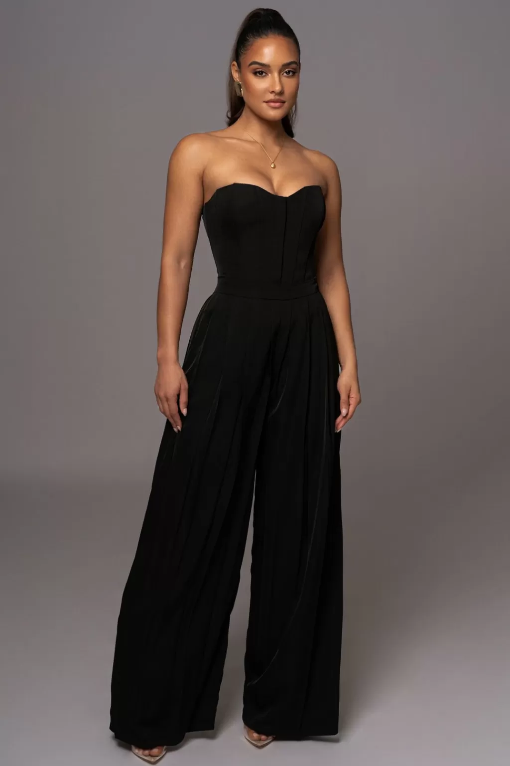 Pants*JLUXLABEL Black Clara Wide Leg Pleated Trousers