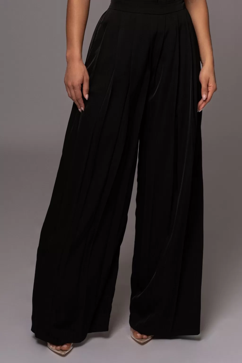 Pants*JLUXLABEL Black Clara Wide Leg Pleated Trousers