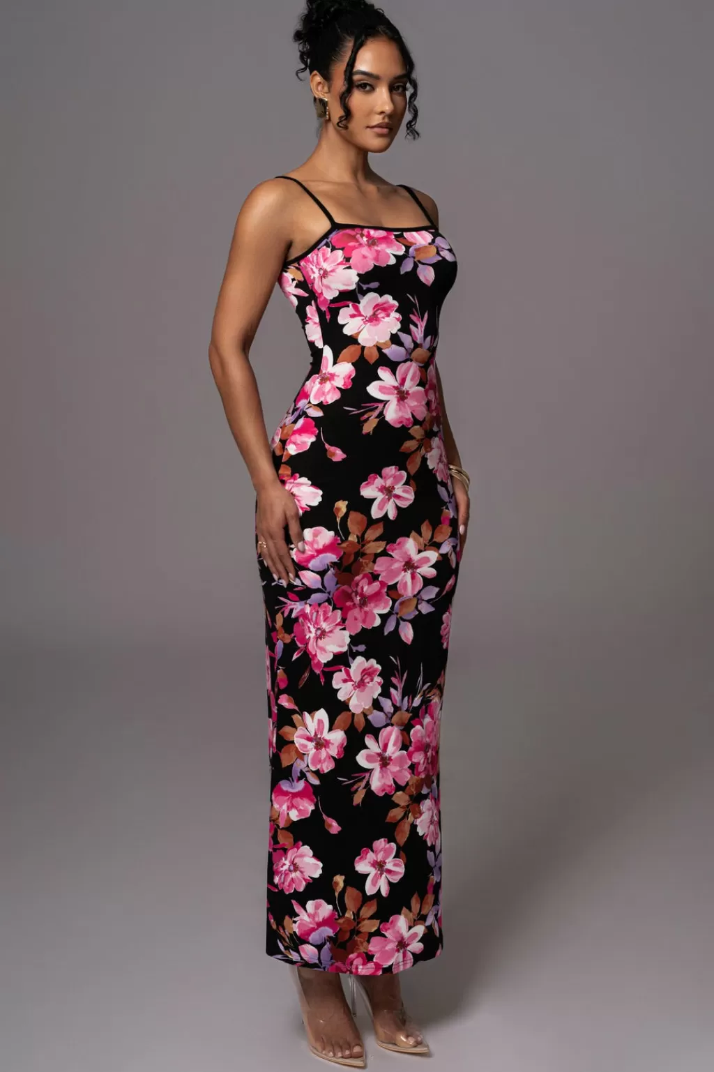 Dresses*JLUXLABEL Black Floral Smooth Simplicity Maxi Dress