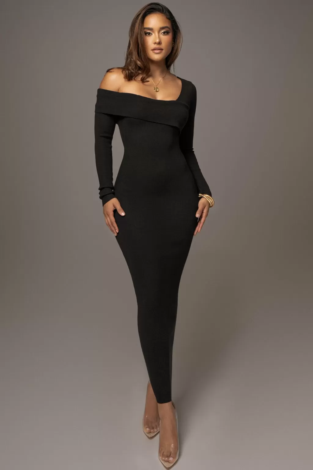 Curve Dresses*JLUXLABEL Black Harper Knit Maxi Dress