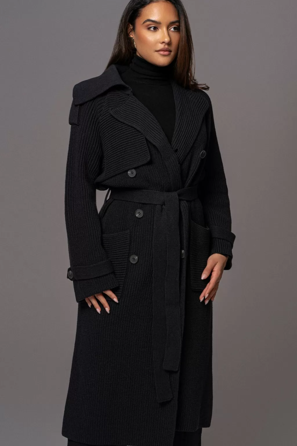 Coats*JLUXLABEL Black Maxinne Knit Coat