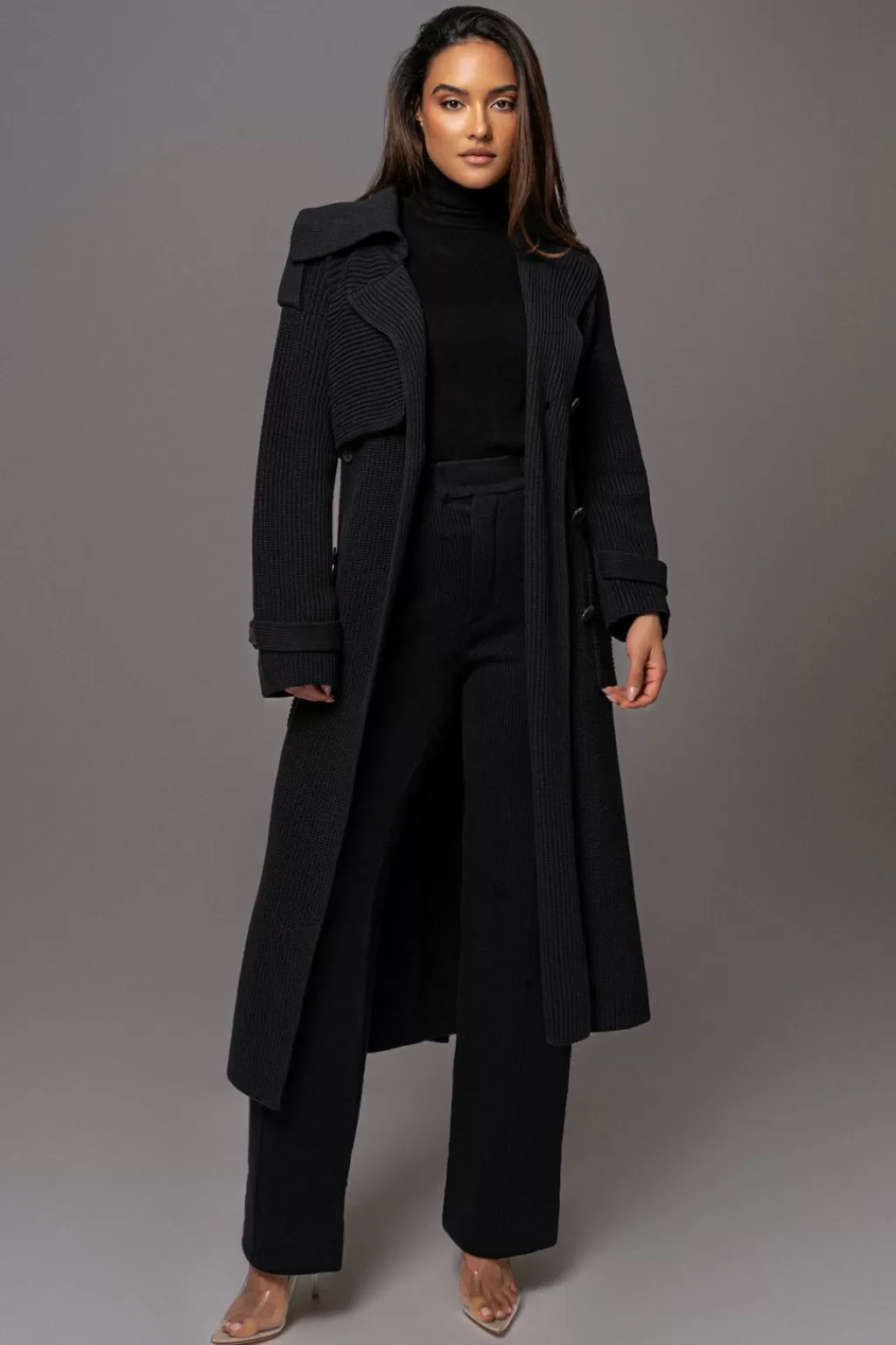 Coats*JLUXLABEL Black Maxinne Knit Coat