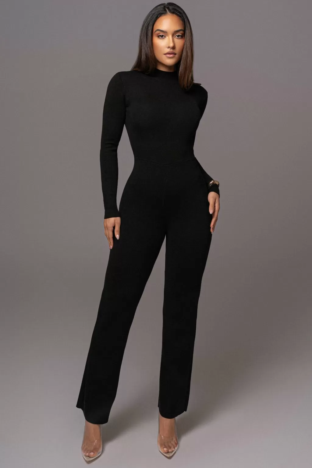 Curve Jumpsuits*JLUXLABEL Black Noel Sweater Knit Jumpsuit