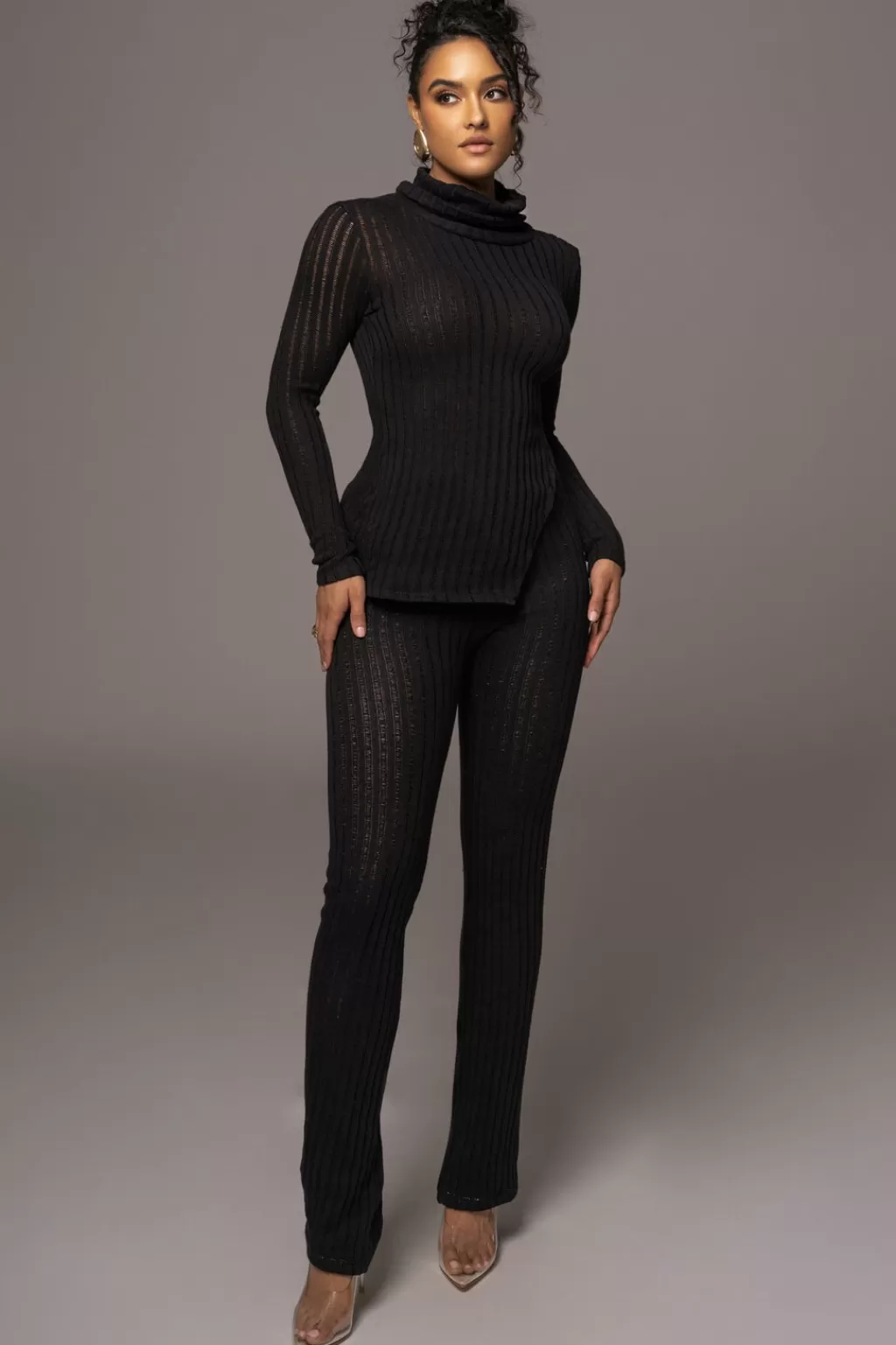 Long Sleeves*JLUXLABEL Black One Call Away Ribbed Turtleneck Top