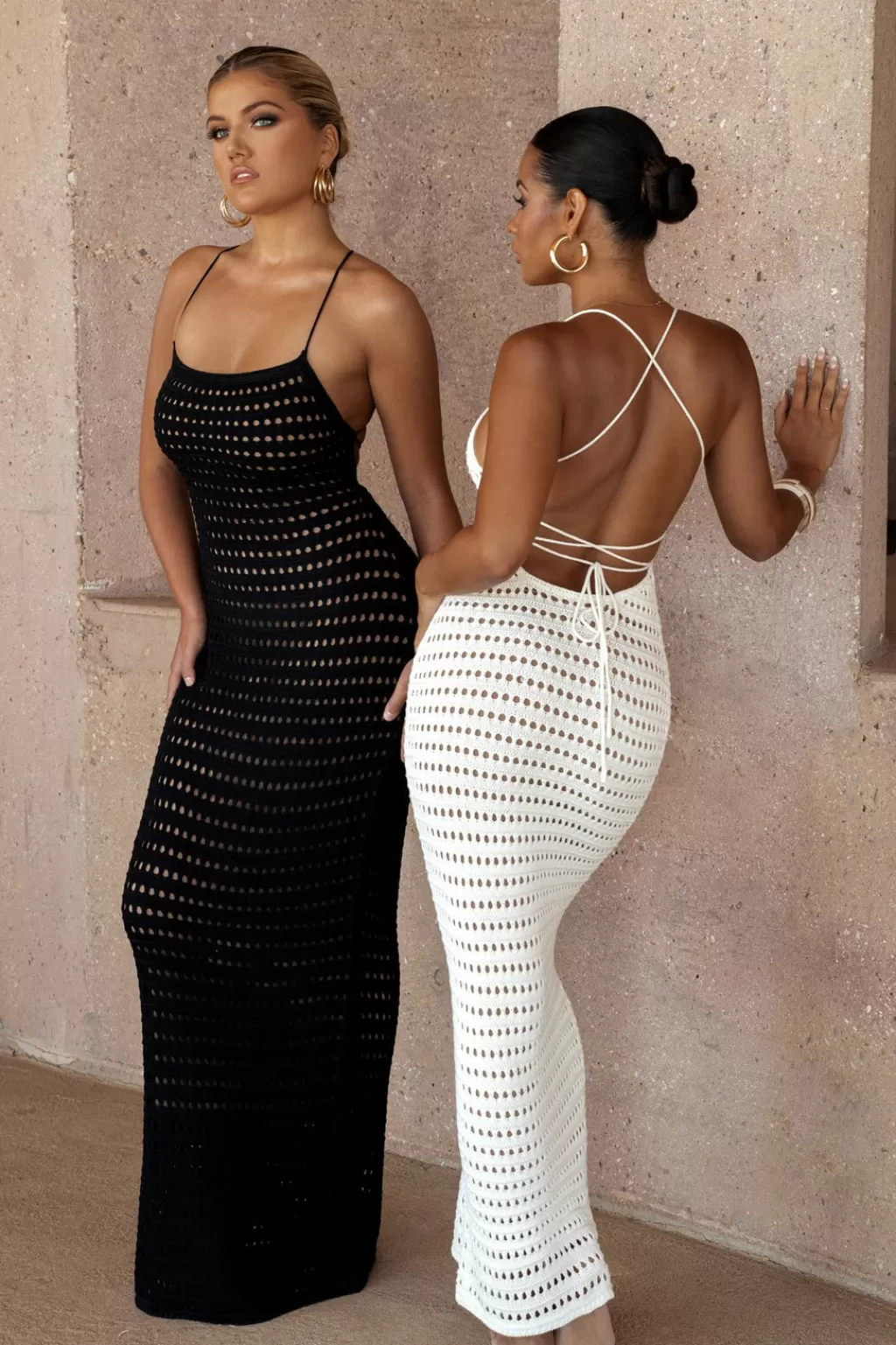 Curve Dresses*JLUXLABEL Black Palmas Crochet Maxi Dress