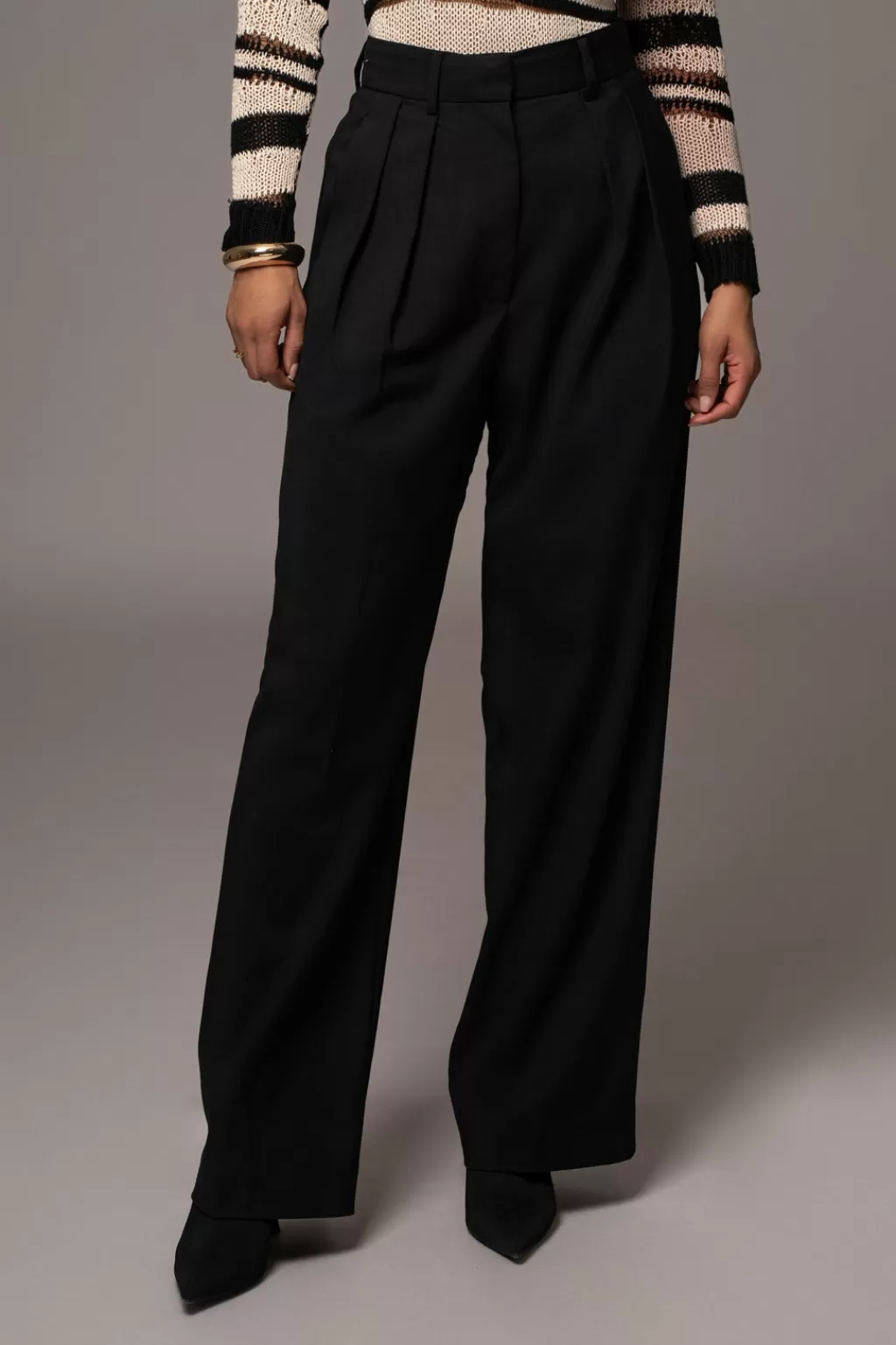 Curve Bottoms*JLUXLABEL Black Power Hour High Waist Trousers