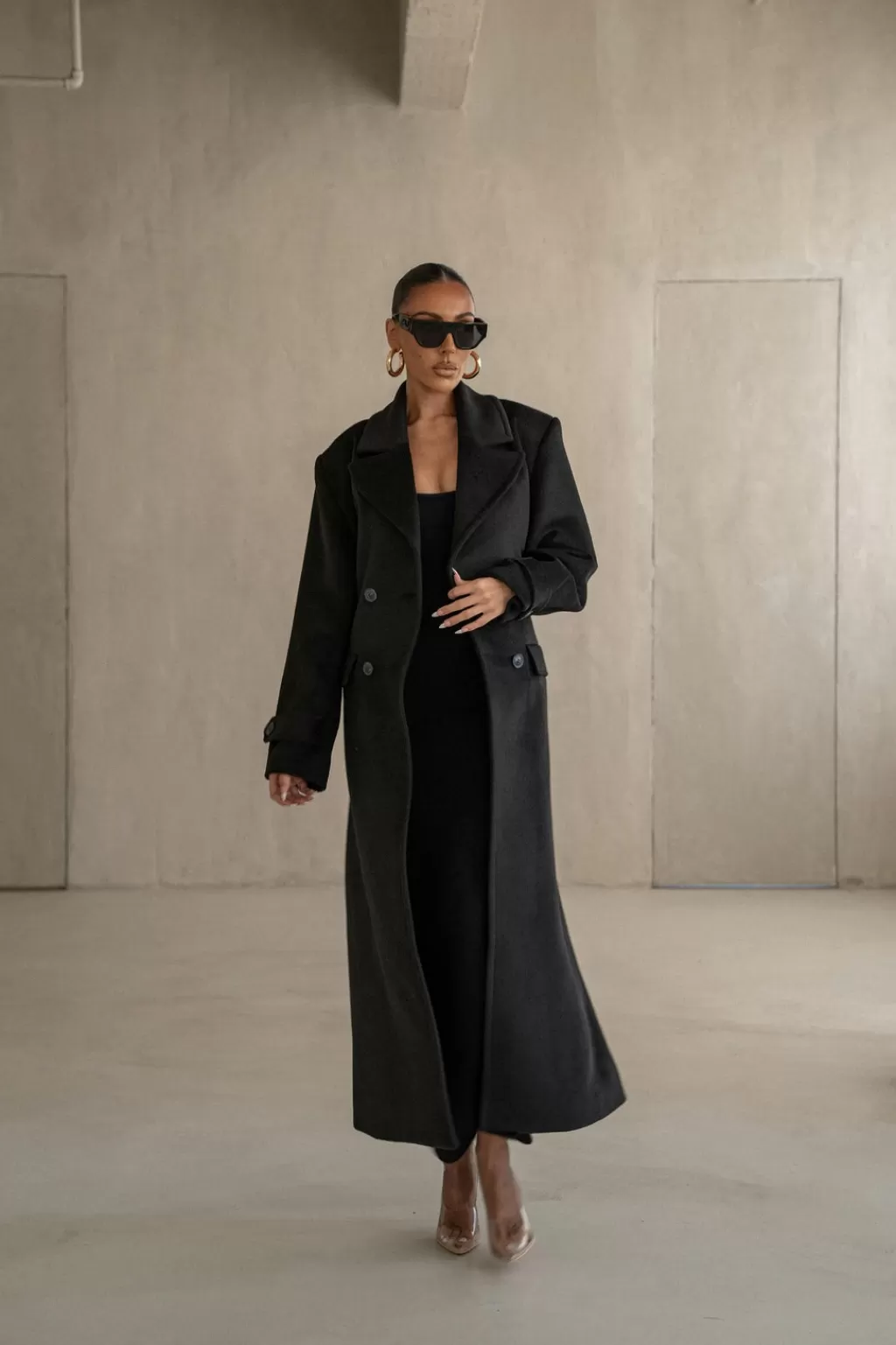 Coats*JLUXLABEL Black Rain Or Shine Longline Coat