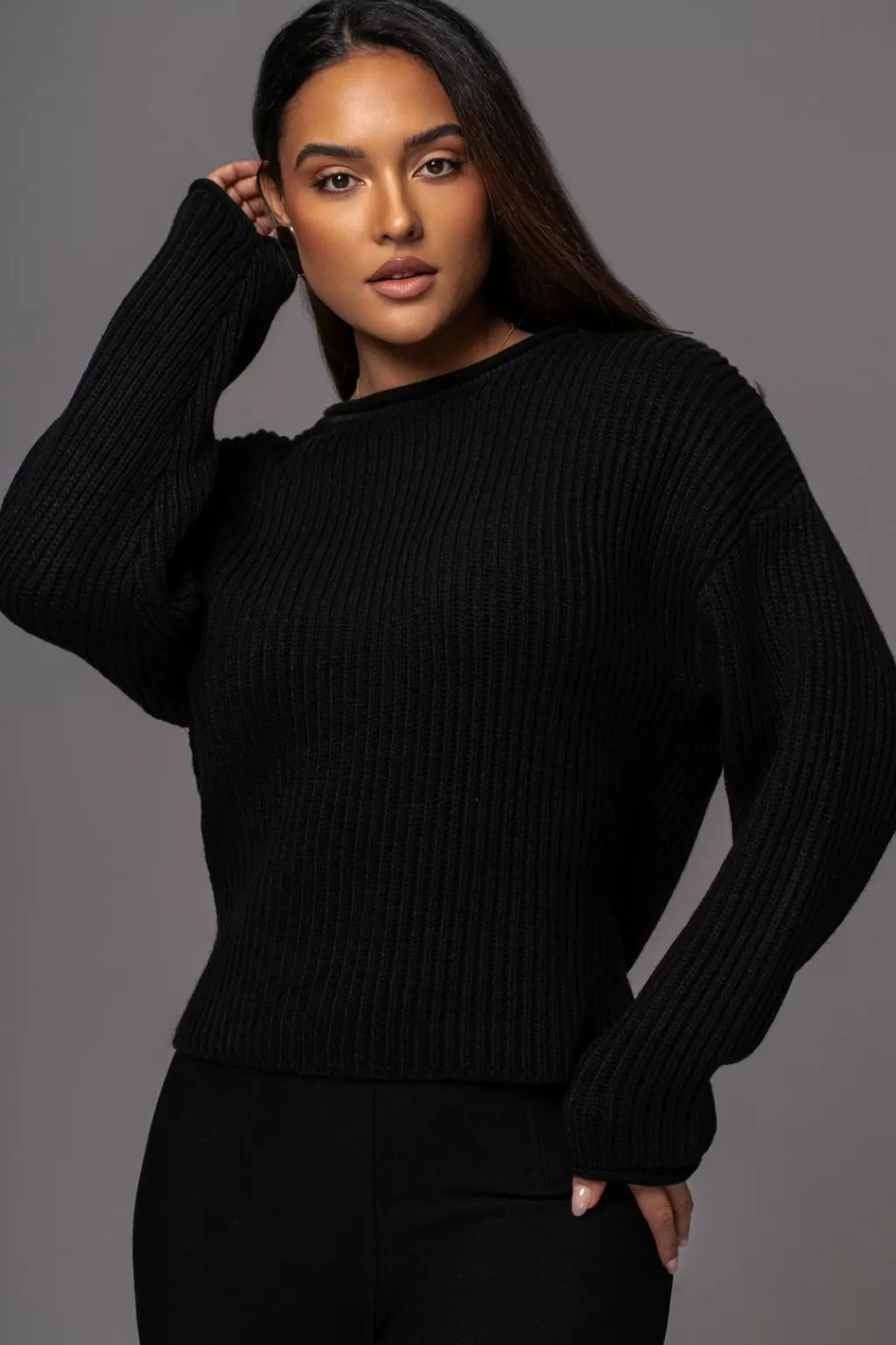 Long Sleeves*JLUXLABEL Black Shay Ribbed Long Sleeve Top