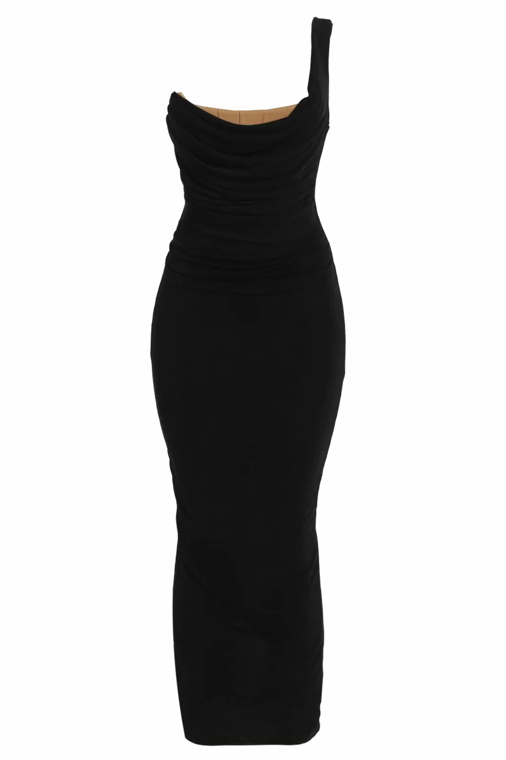 Nature'S Runway*JLUXLABEL Black Slinky Krishna One Shoulder Maxi Dress