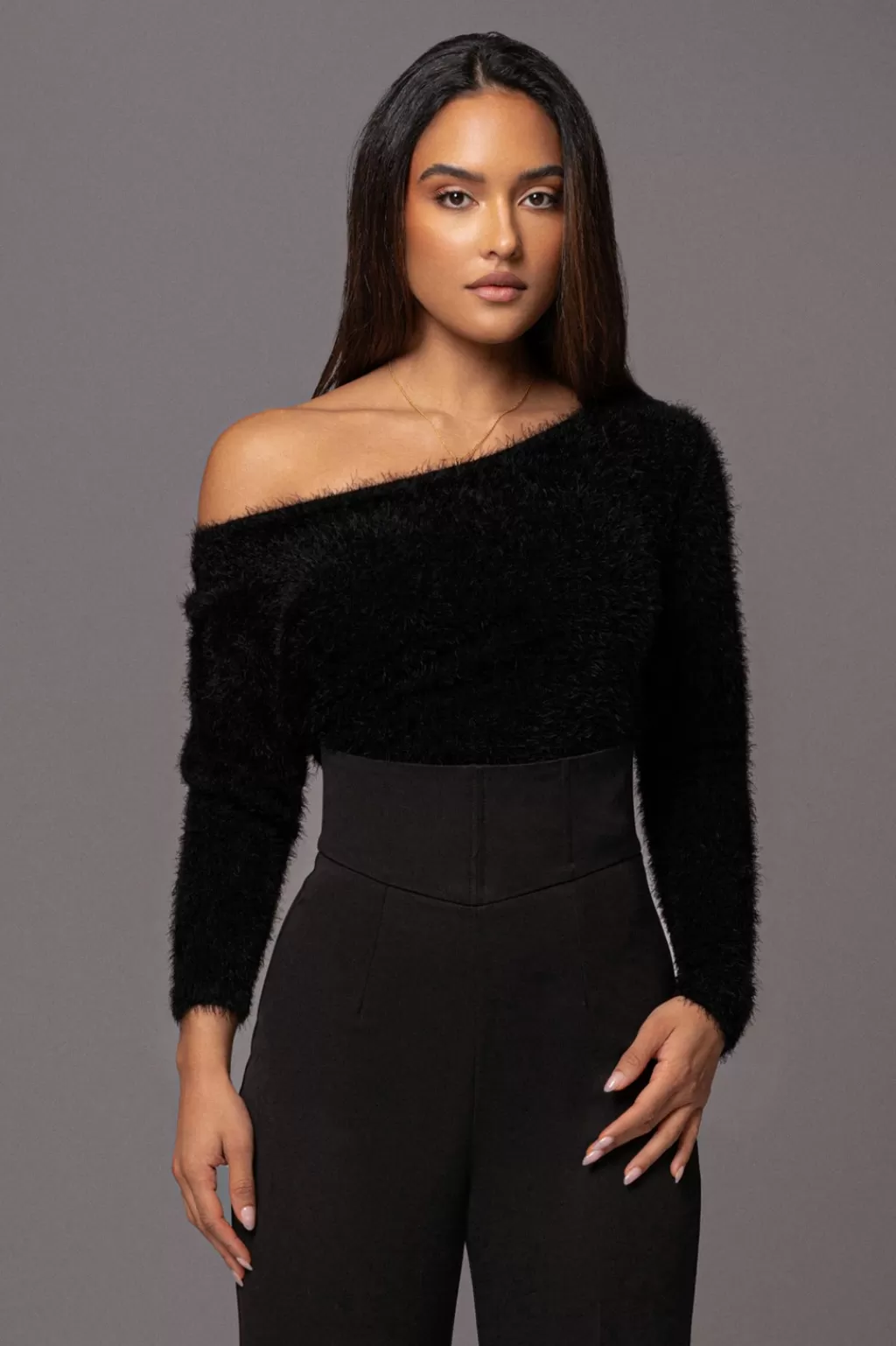 Long Sleeves*JLUXLABEL Black Yesenia Asymmetrical Knit Top