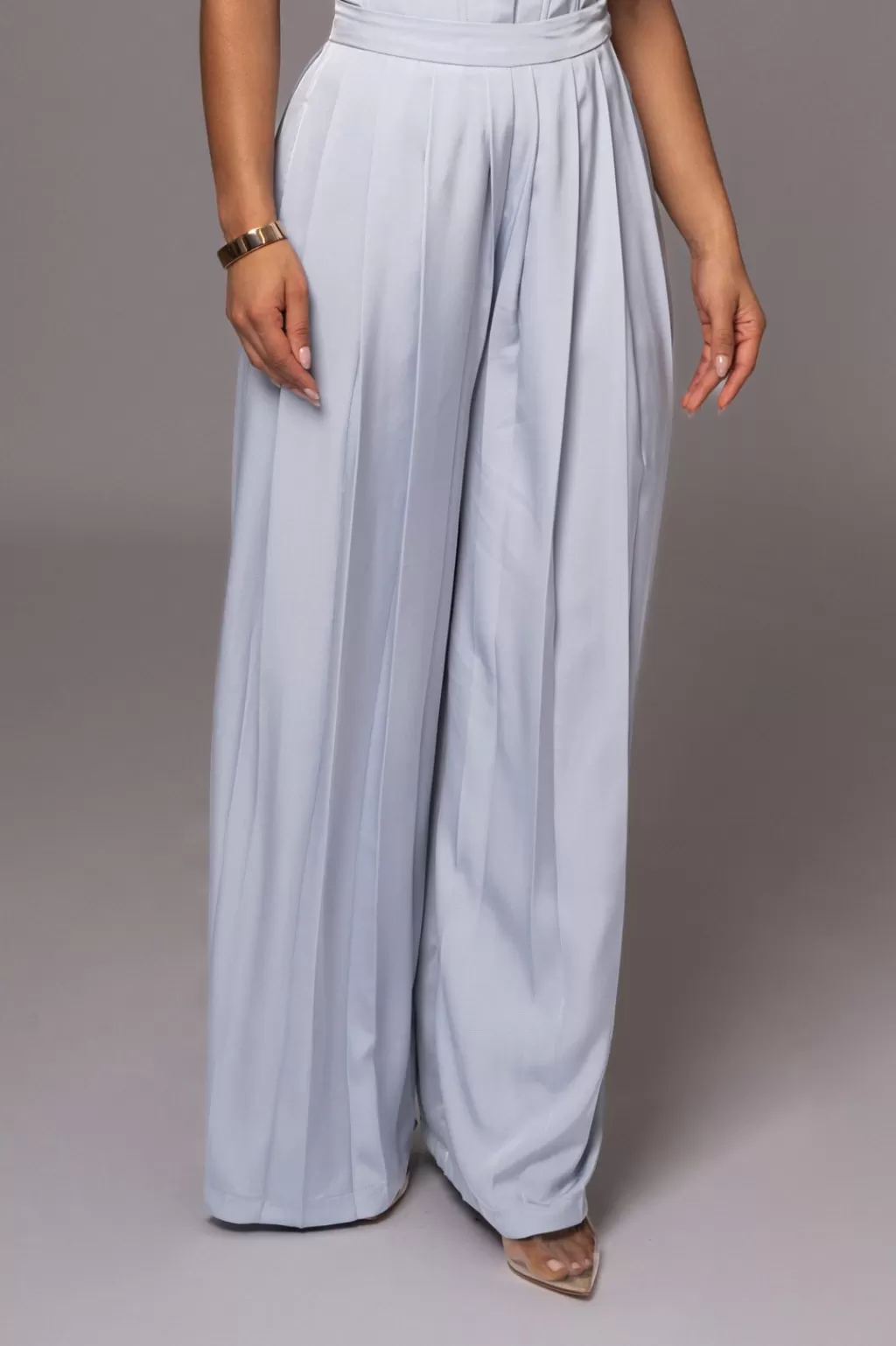 Pants*JLUXLABEL Blue Clara Wide Leg Pleated Trousers