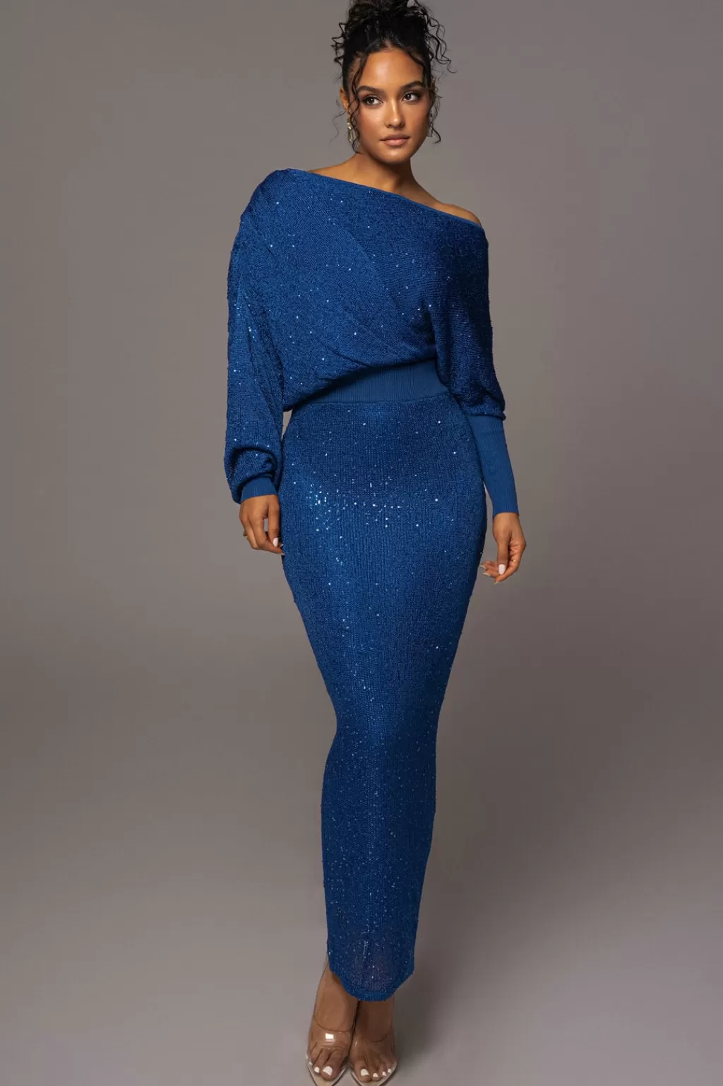 Dresses*JLUXLABEL Blue Night Sky Sequin Skirt Set