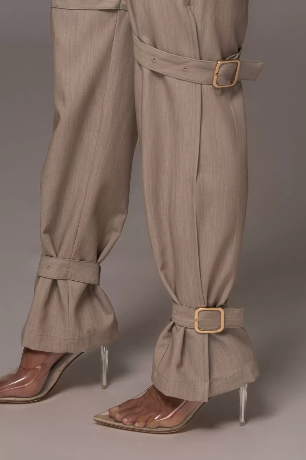 Pants*JLUXLABEL Brown Refined Belted Leg Pants