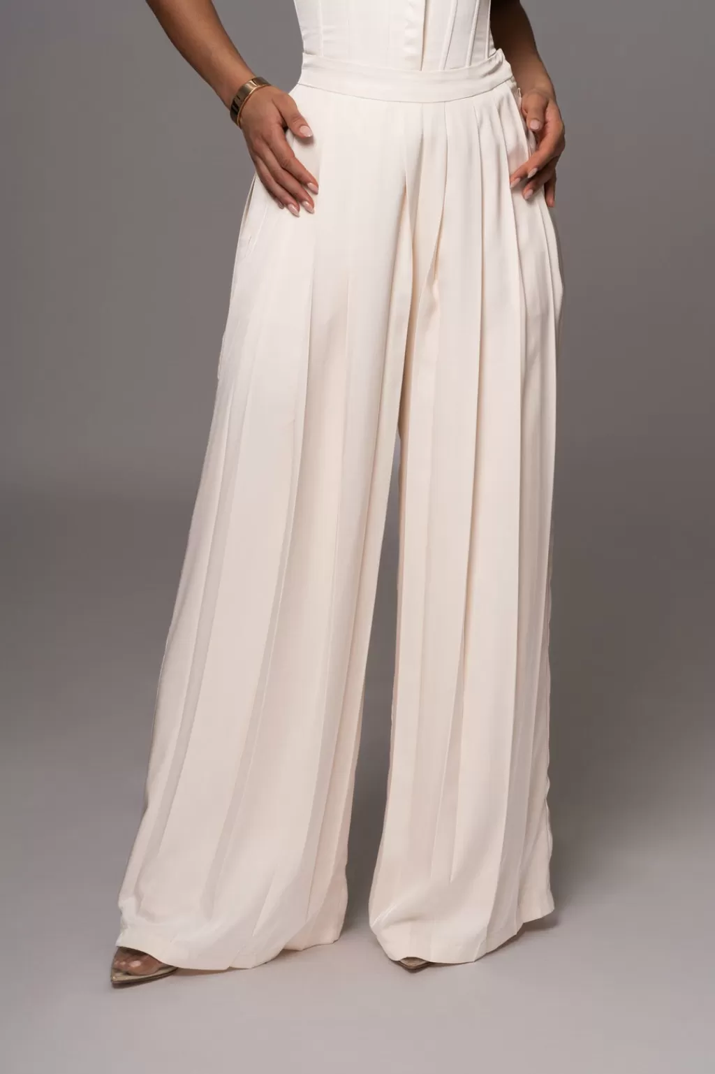 Pants*JLUXLABEL Buttercream Clara Wide Leg Pleated Trousers