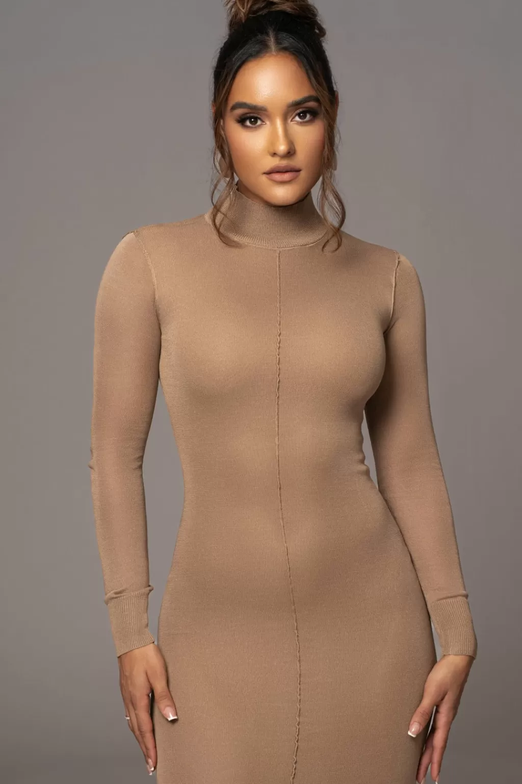 Long Sleeve Dresses*JLUXLABEL Camel Fame Mock Neck Maxi Dress