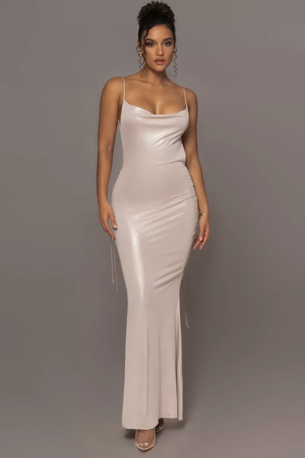 Curve Dresses*JLUXLABEL Champagne Heart Of Gold Maxi Dress