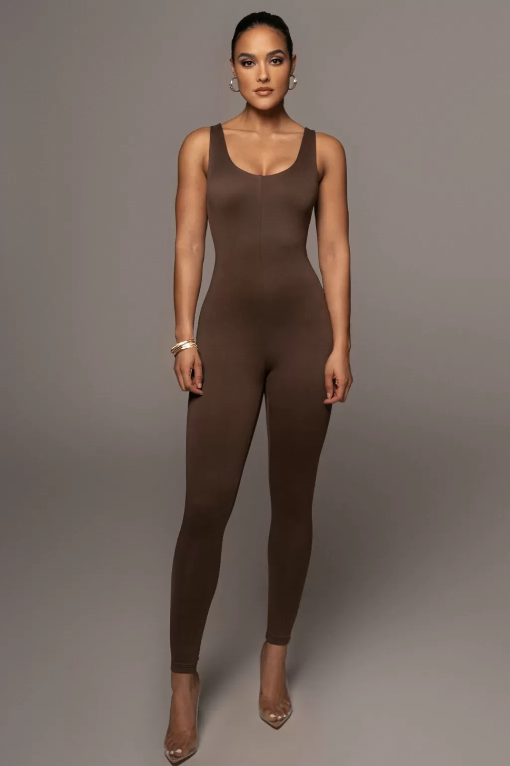 Curve Jumpsuits*JLUXLABEL Chocolate Alo Double Layer Jumpsuit