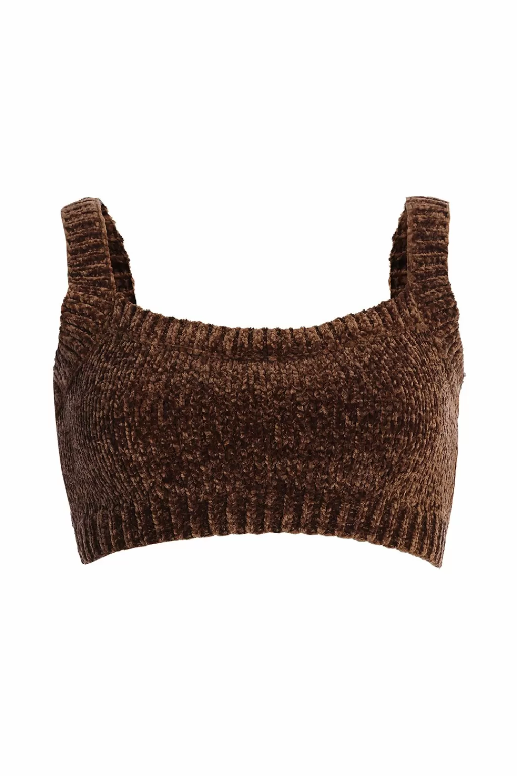 Crops*JLUXLABEL Chocolate Gemma Crop Chenille Top