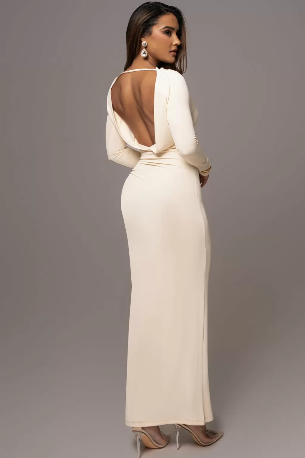 Curve Dresses*JLUXLABEL Cream Kathleen Slit Maxi Dress