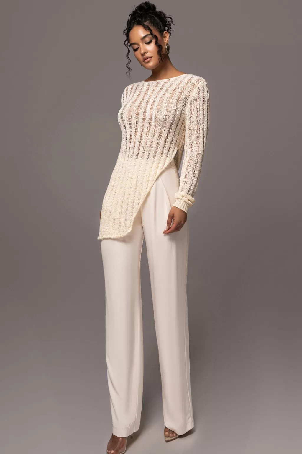 Long Sleeves*JLUXLABEL Cream Natalya Rib Knit Top