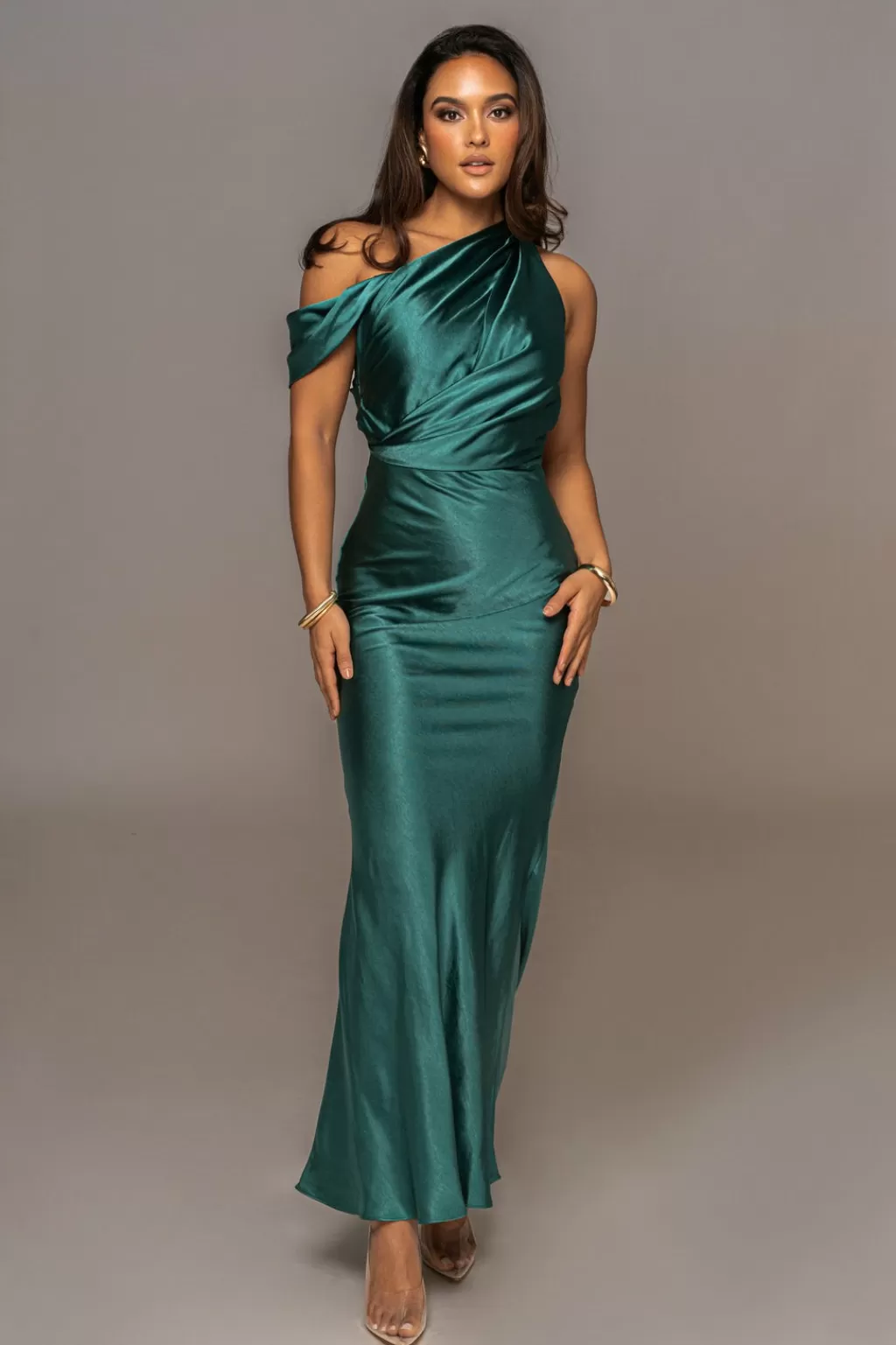 Curve Dresses*JLUXLABEL Emerald Dessa Satin Maxi Dress