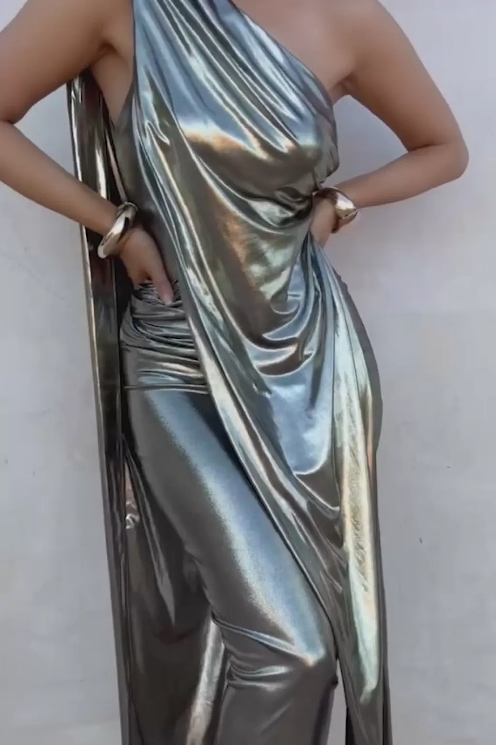 Dresses*JLUXLABEL Gold Pristine Draped Maxi Dress