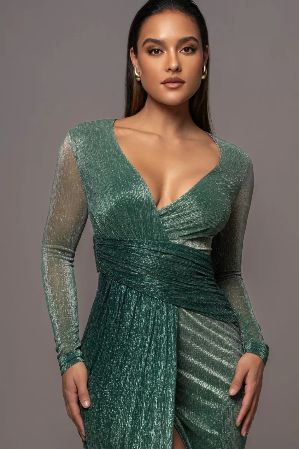 Curve Dresses*JLUXLABEL Green Karissa Plunge Maxi Dress