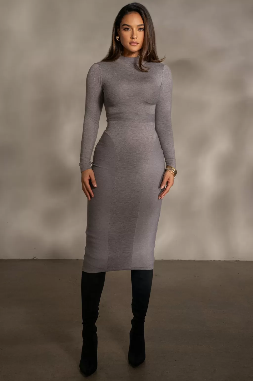 Curve Dresses*JLUXLABEL Grey Dakotah Midi Dress