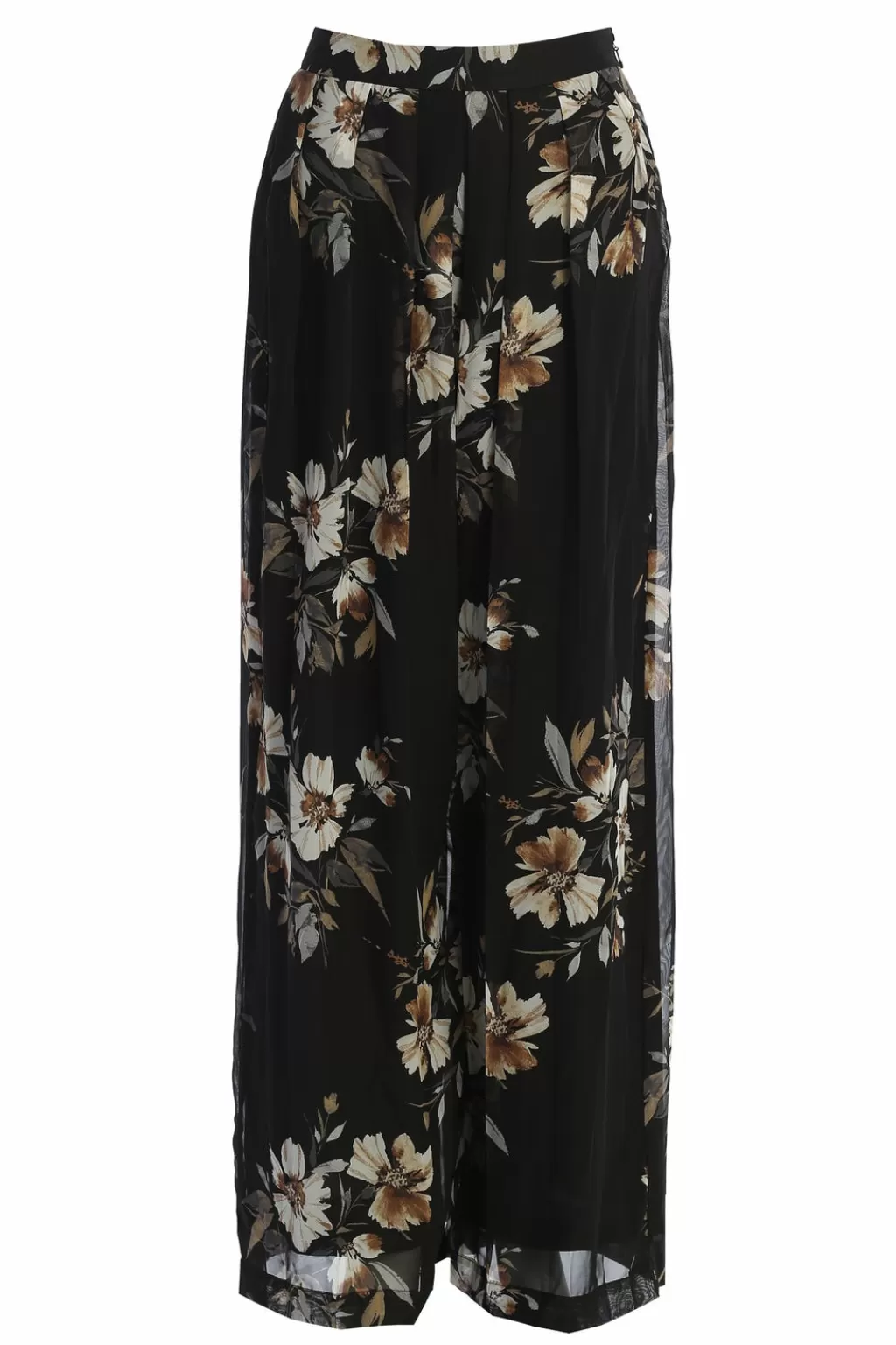 Florals*JLUXLABEL Grey Floral Josette Wide-Leg Pleated Pants