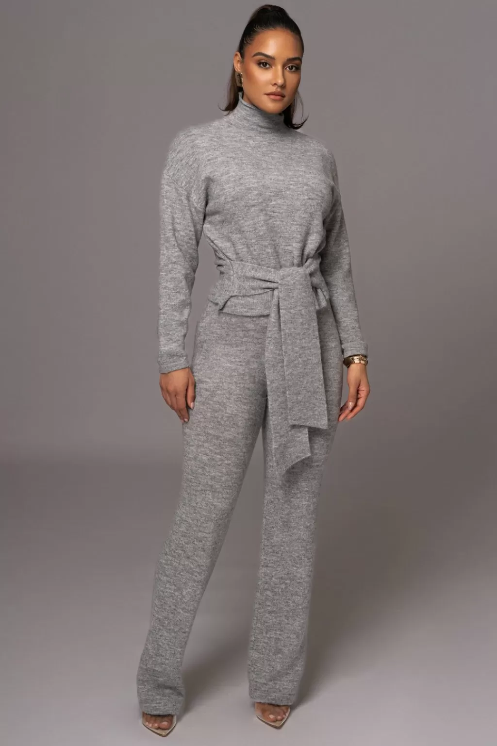 Pants Sets*JLUXLABEL Grey Ivy Sweater Knit Pant Set