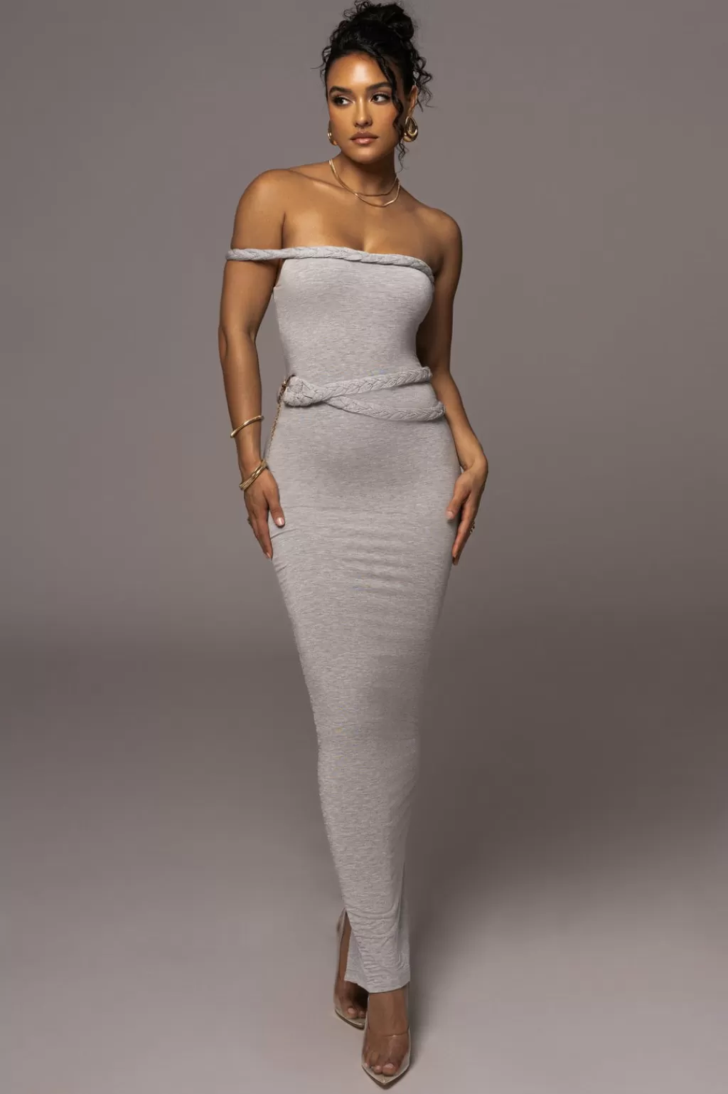 Curve Dresses*JLUXLABEL Grey One Of One Maxi Dress