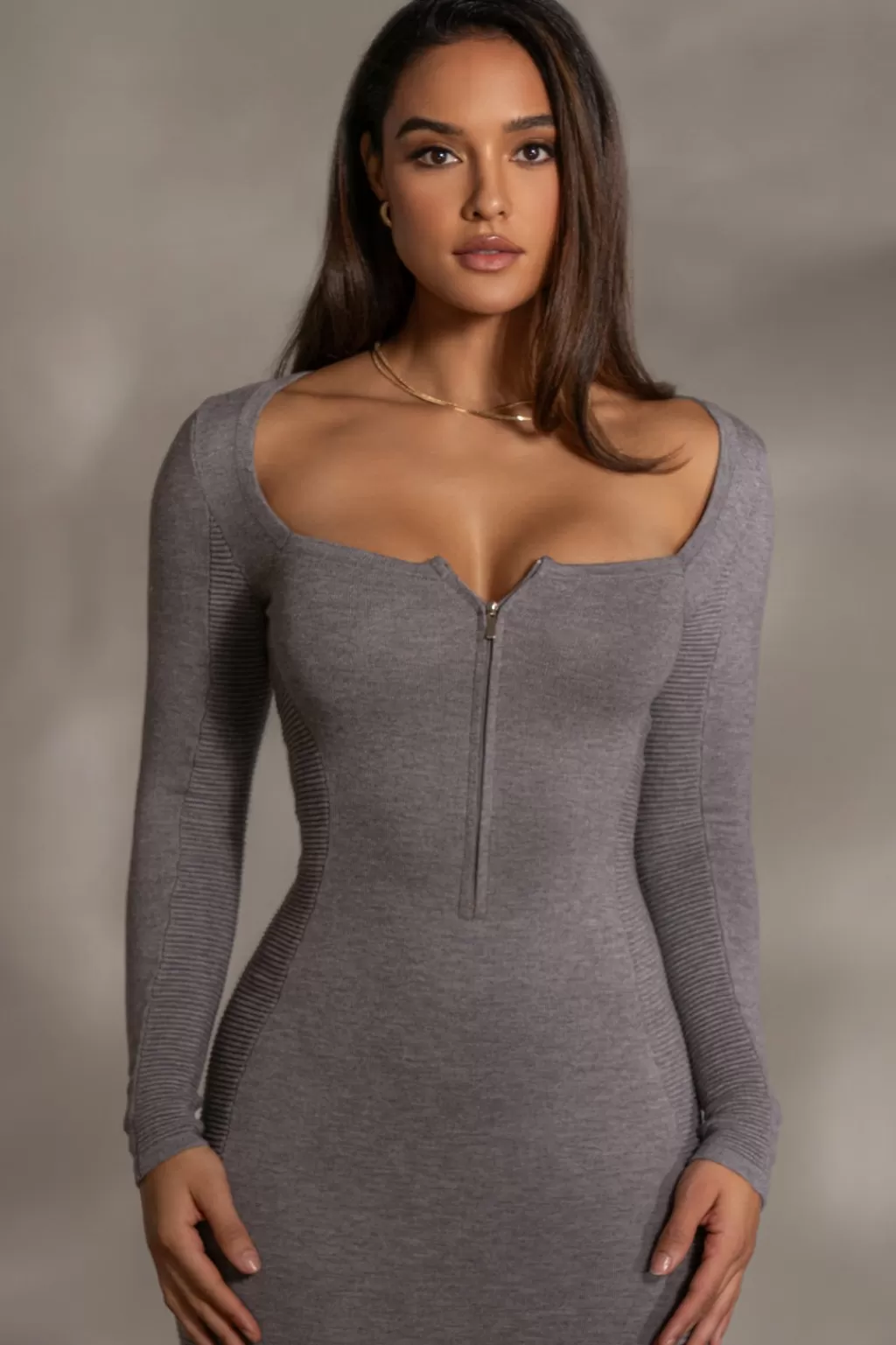 Long Sleeve Dresses*JLUXLABEL Grey Pollie Midi Dress