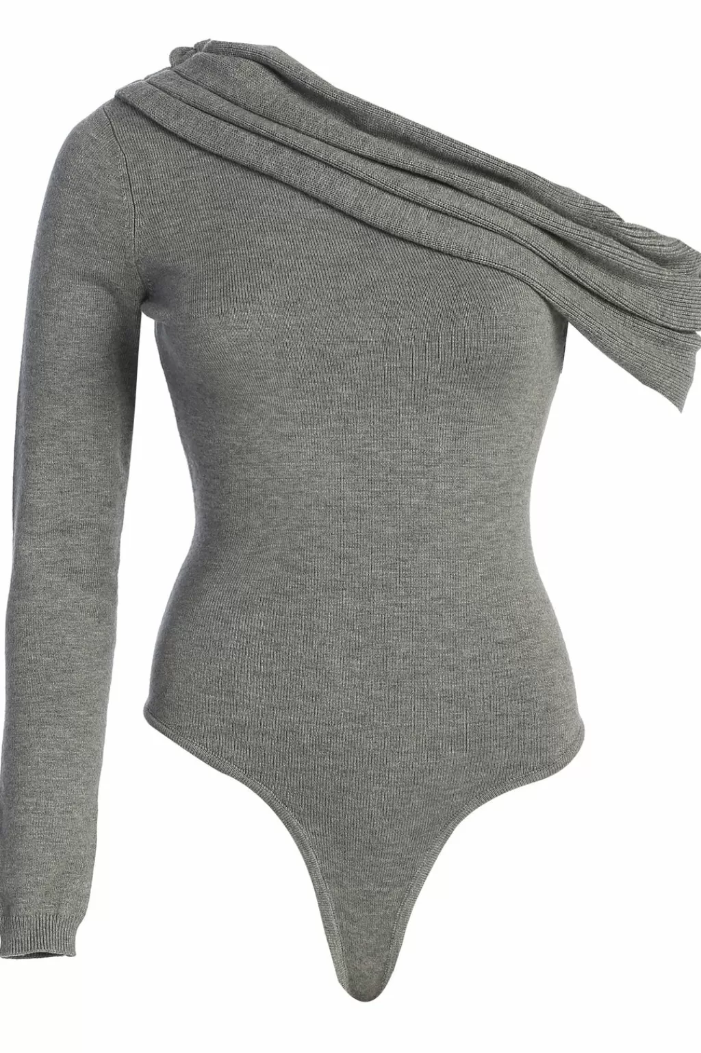 Bodysuits*JLUXLABEL Grey Zoie Knit One Shoulder Bodysuit