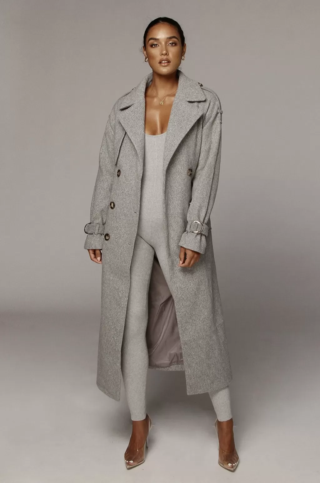 Coats*JLUXLABEL Heather Grey Beverly Trench Coat