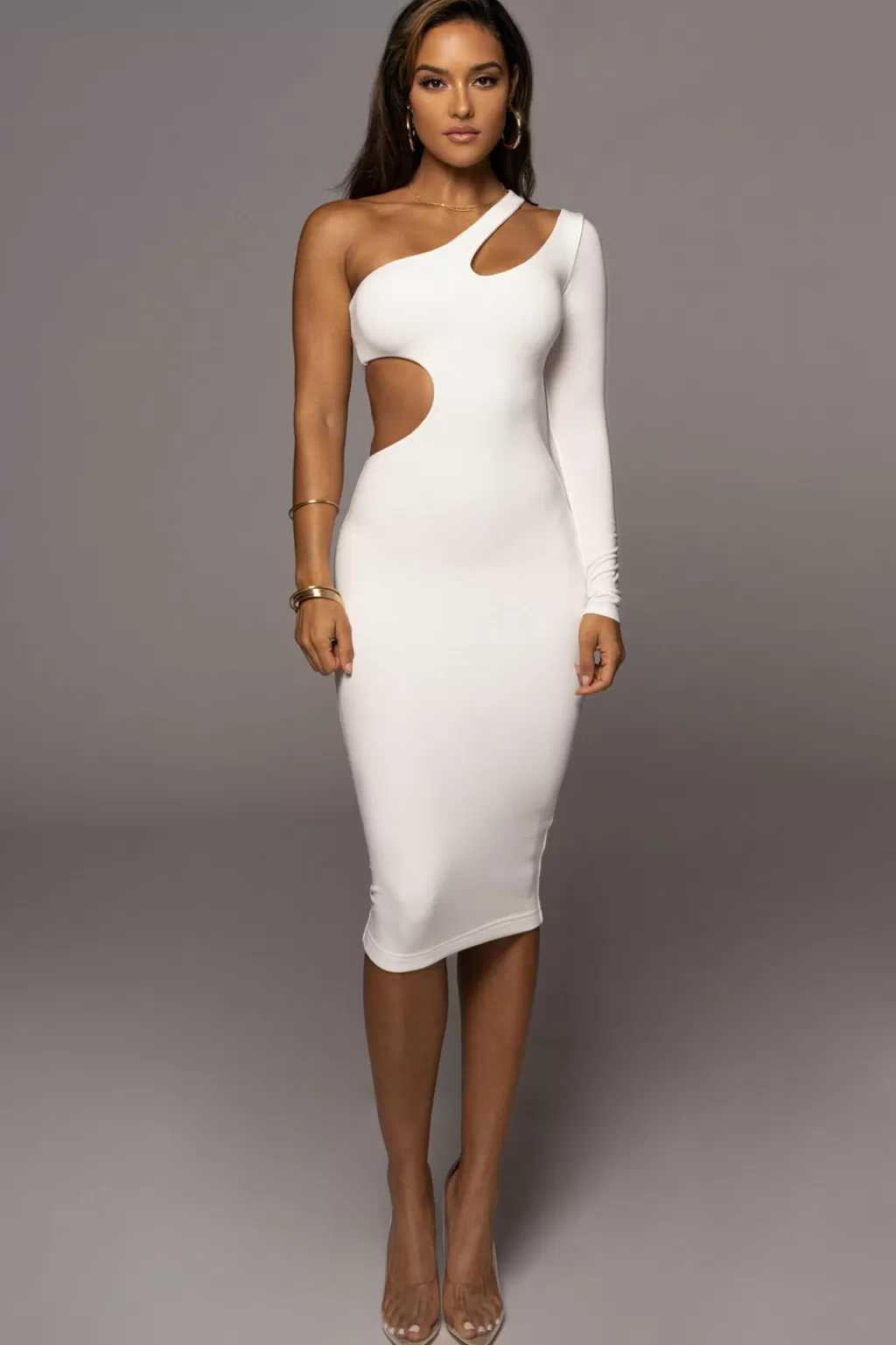 Dresses*JLUXLABEL Ivory By My Side Cutout Dress