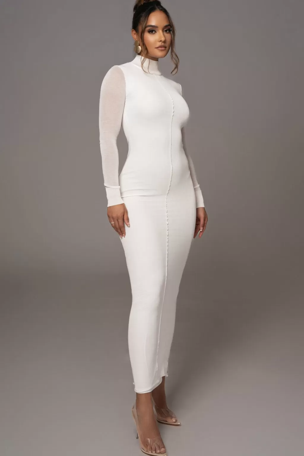 Long Sleeve Dresses*JLUXLABEL Ivory Fame Mock Neck Maxi Dress