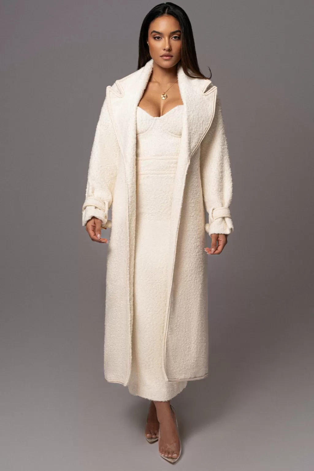 Coats*JLUXLABEL Ivory Fit For Success Boucle Coat