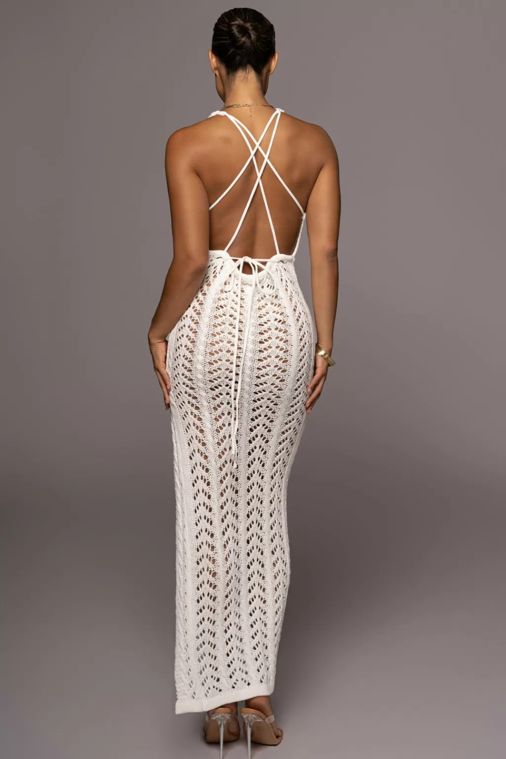 Travel*JLUXLABEL Ivory Melyka Crochet Maxi Dress