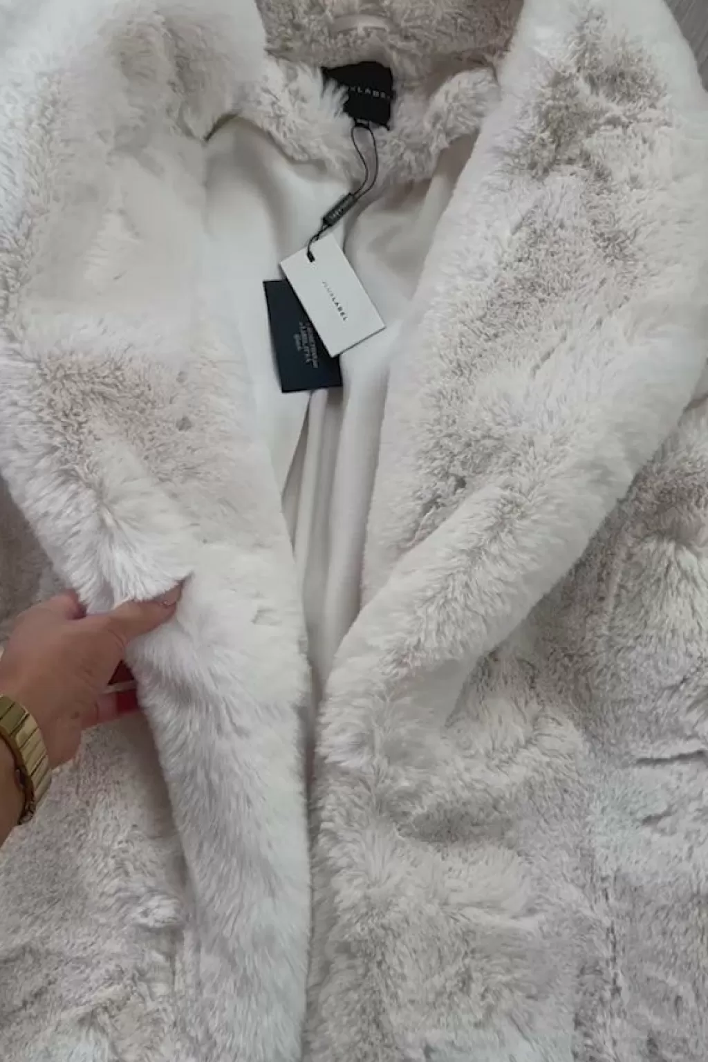 Coats*JLUXLABEL Ivory Refined Faux Fur Oversized Coat