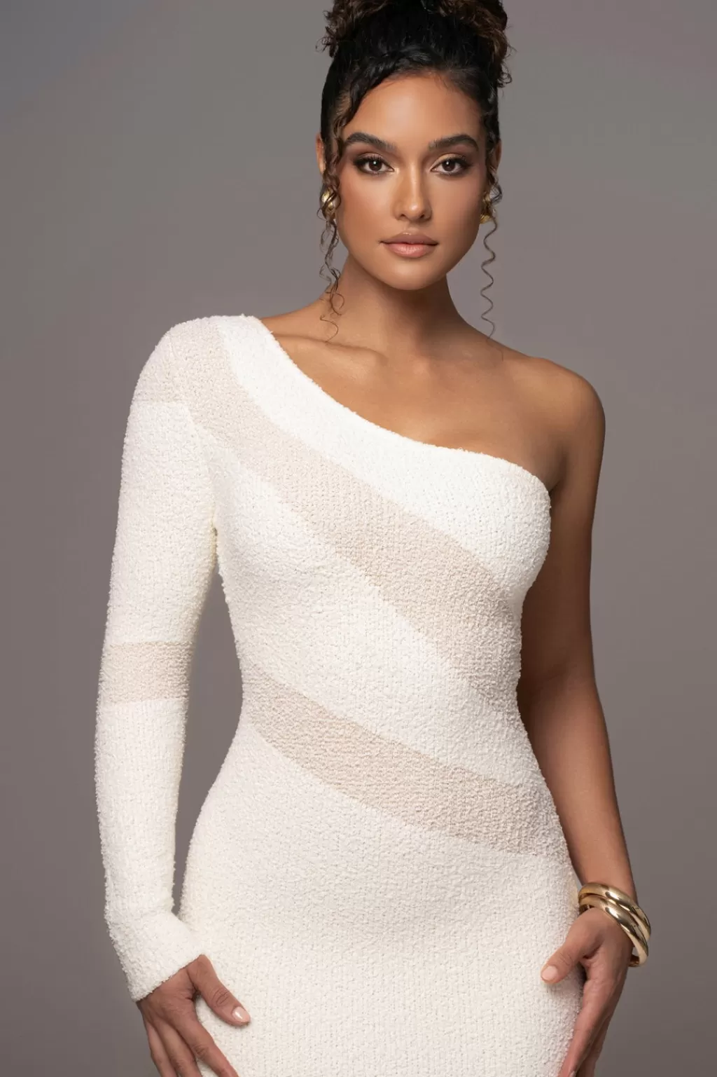 Curve Dresses*JLUXLABEL Ivory Sandra Knit Midi Dress